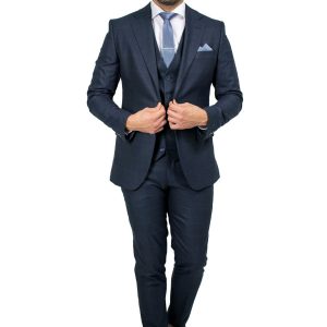 Ανδρικό Κοστούμι Με Γιλέκο Καρό ITALIAN JOB (821406/02/V) Μπλε